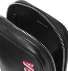 Balenciaga - Logo-Print Leather Phone Pouch - Black