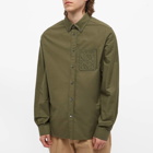 Loewe Men's Anagram Pocket Shirt in Khaki Green