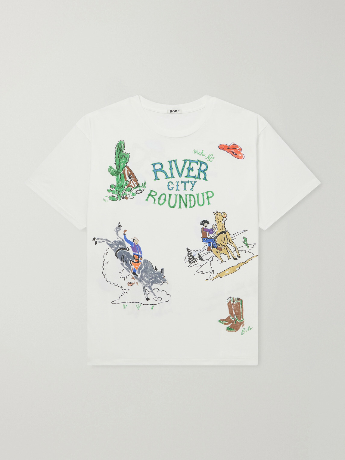 BODE - River City Printed Cotton-Jersey T-Shirt - Neutrals