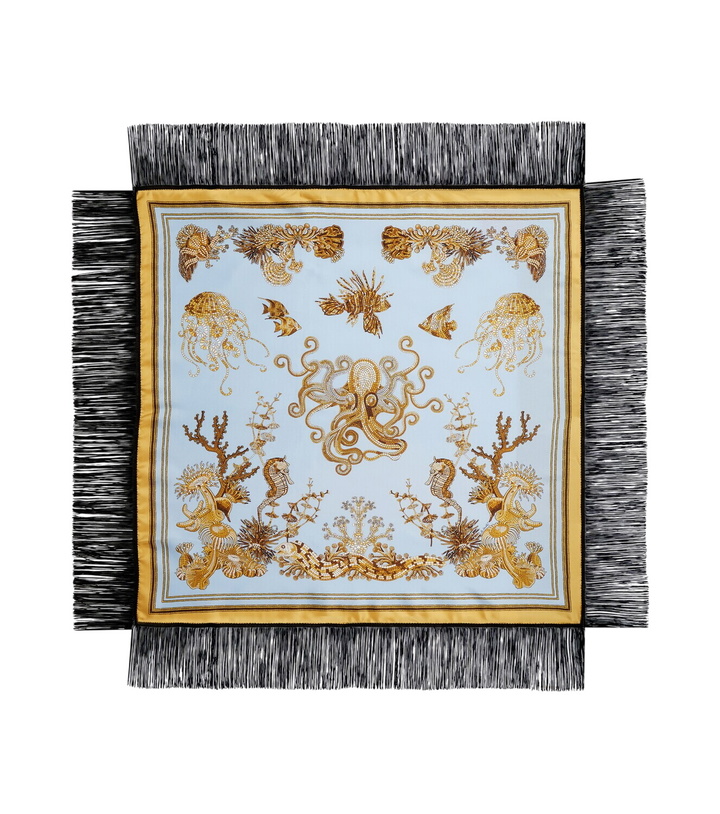 Photo: La DoubleJ Fringed printed silk twill scarf