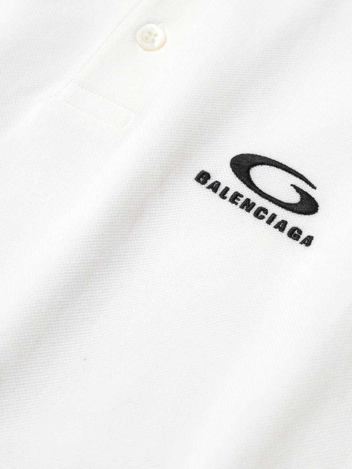 Balenciaga - Logo-Embroidered Cotton-Piqué Polo Shirt - White