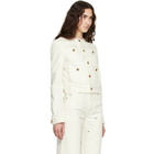 BALMAIN Off-White Patch-Pocket Denim Jacket