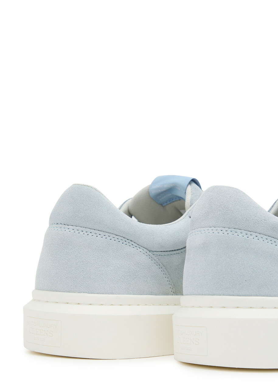 Cleens Ace Chevron-knit Suede Sneakers Blue