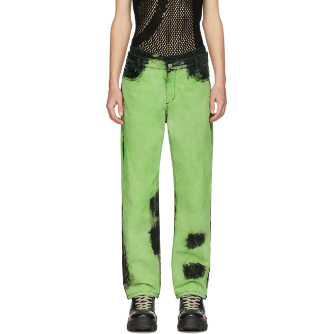 Feng Chen Wang Green Tie-Dye Jeans Feng Chen Wang