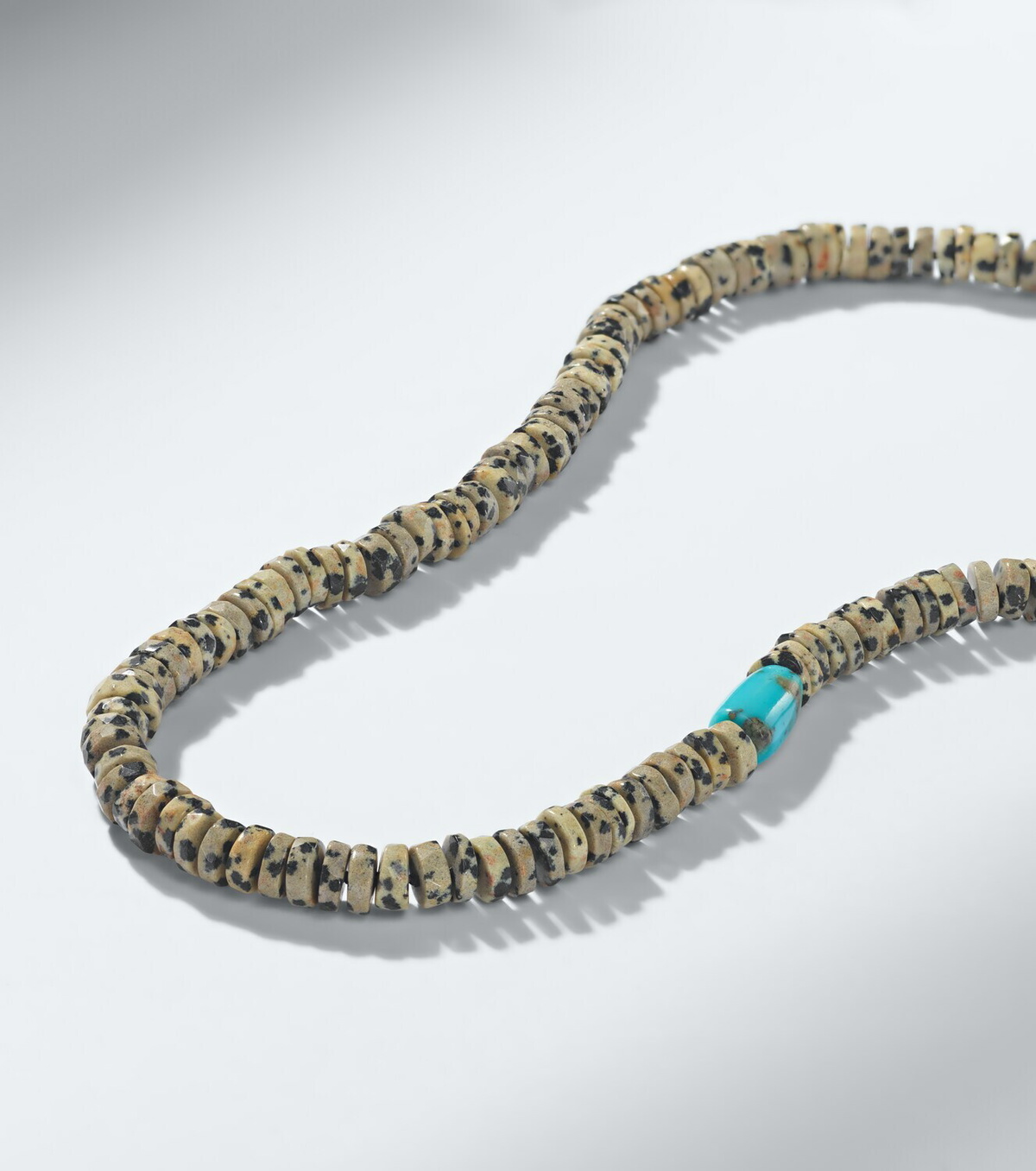 Ileana Makri 9kt white gold beaded necklace with quartzes and turquoises