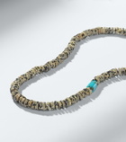Ileana Makri 9kt white gold beaded necklace with quartzes and turquoises