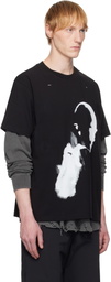 HELIOT EMIL Black AI Generated Print T-shirt