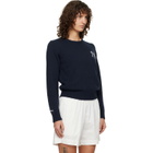 Sporty & Rich Navy Heritage Yankees Serif Knitted Sweater
