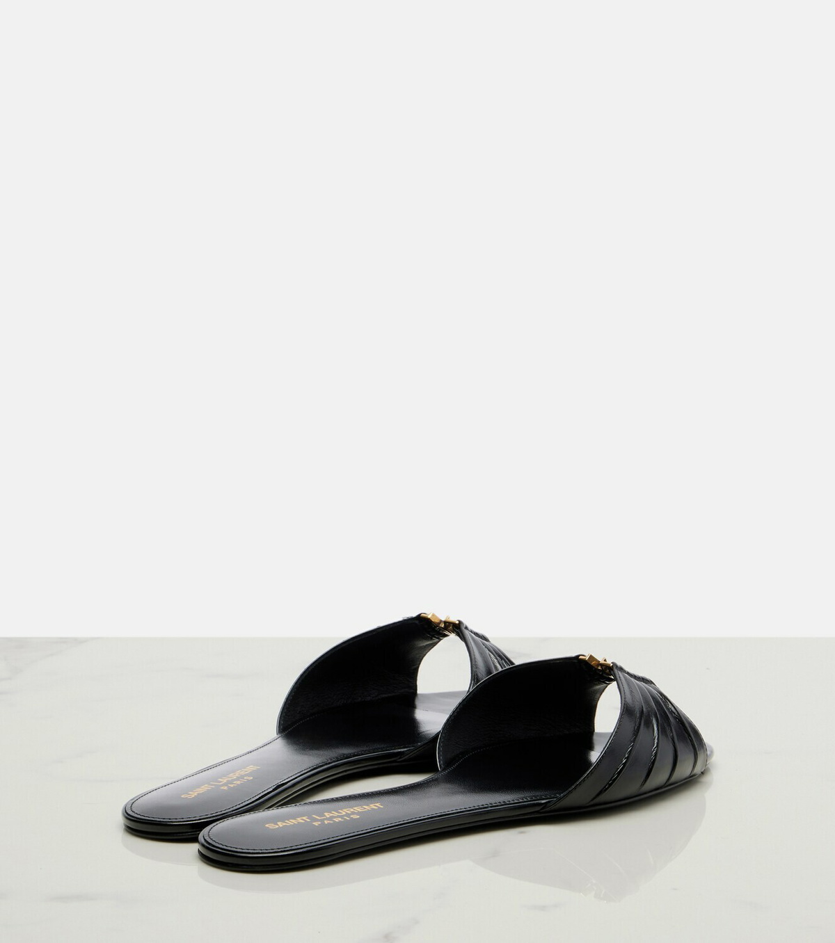 Saint Laurent Cassandre leather slides