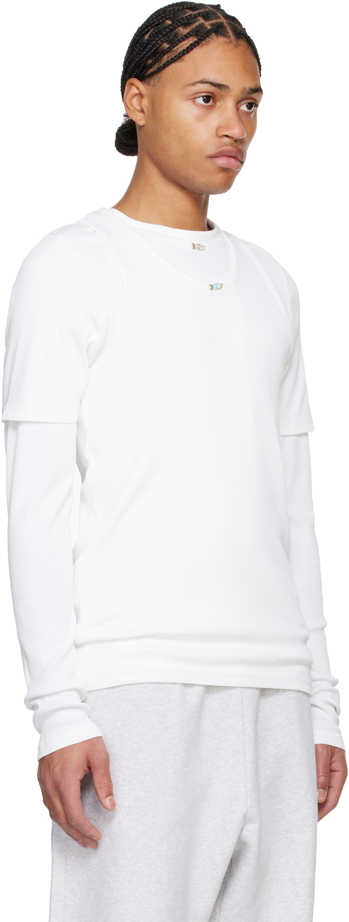 ABRA White Overlayered T-shirt