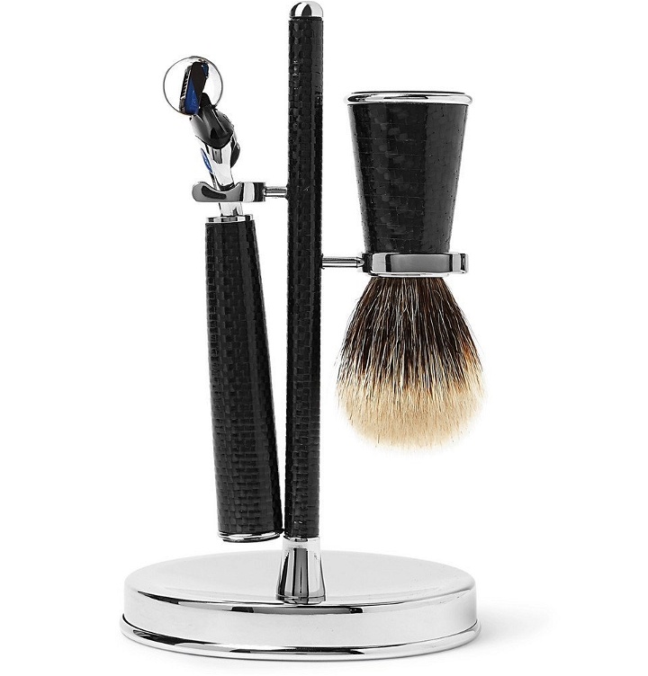Photo: Lorenzi Milano - Three-Piece Carbon-Fibre Shaving Set - Black