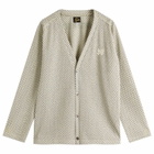 Needles Men's Woven V-Neck Cardigan in Natural/Black Grid