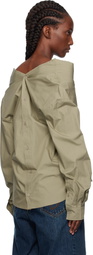 Pushbutton Khaki Dropped Shoulder Shirt