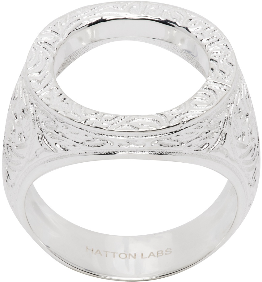 Hatton Labs Silver Decorato Sovereign Ring