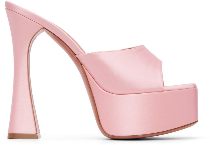 Photo: Amina Muaddi Pink Dalida Plateau Slipper 140 Heeled Sandals