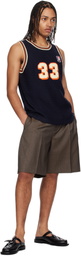 RICE NINE TEN Navy Knitting Basketball Tank Top