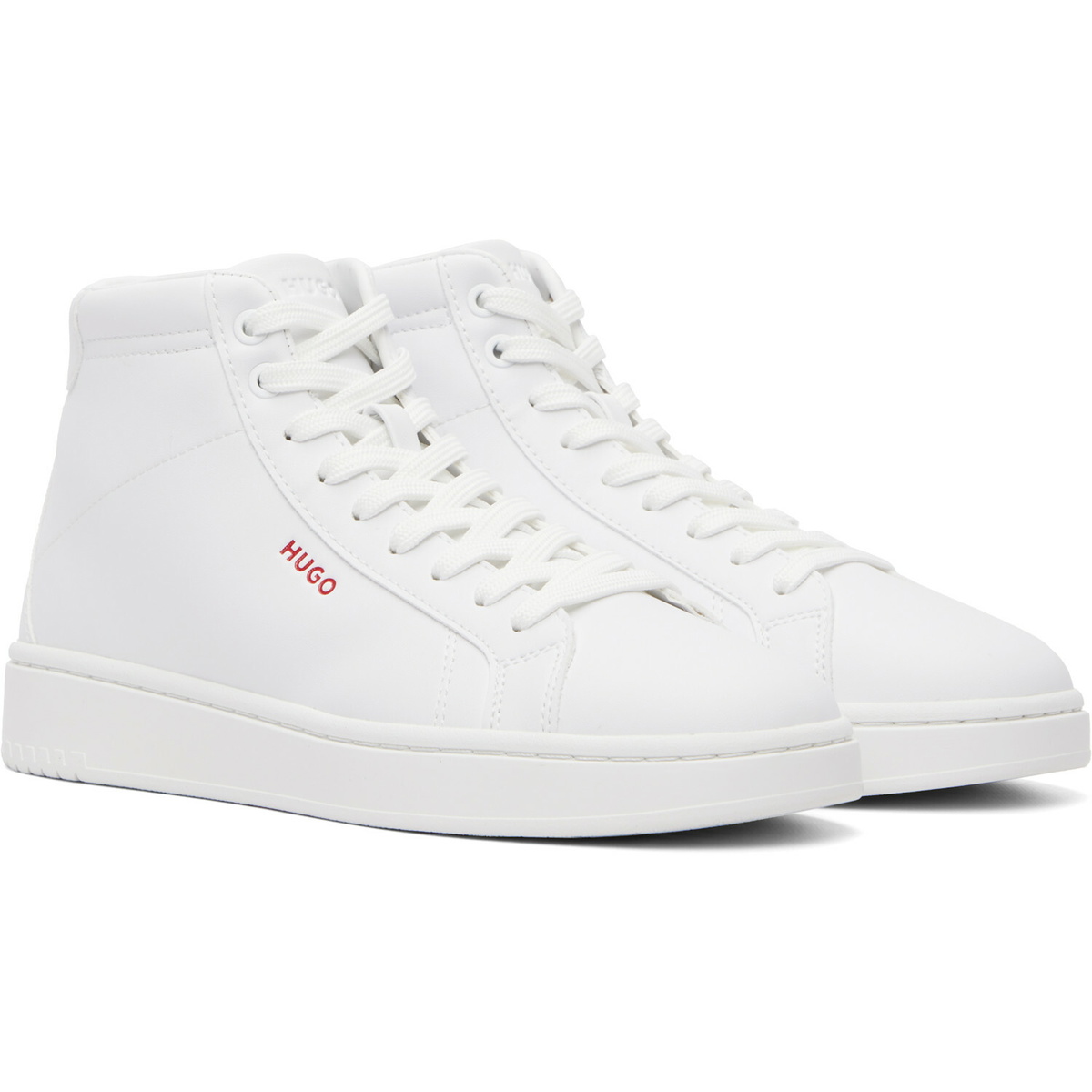 Hugo White Faux-Leather High-Top Sneakers