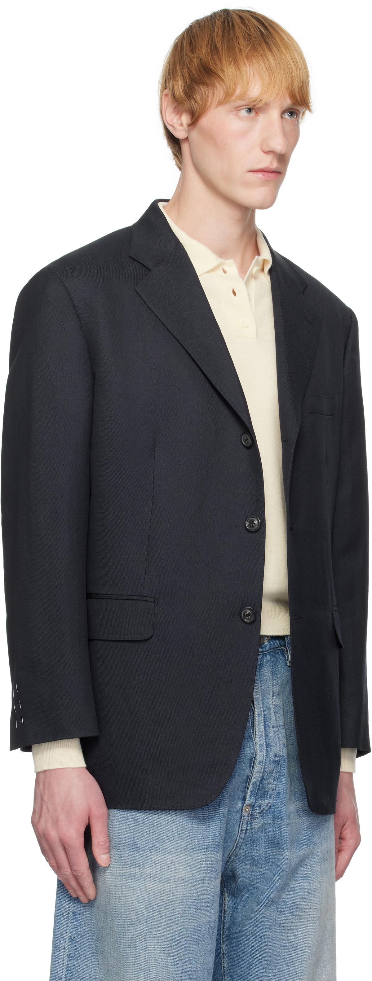 24SS new/Maison Margiela ブレザー Blazer Navy Maison Margiela Navy Work-In-Progress Blazer Maison Margiela