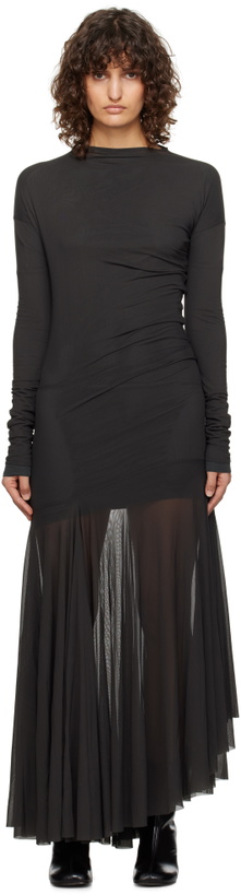Lemaire Draped mesh jersey maxi dress Lemaire