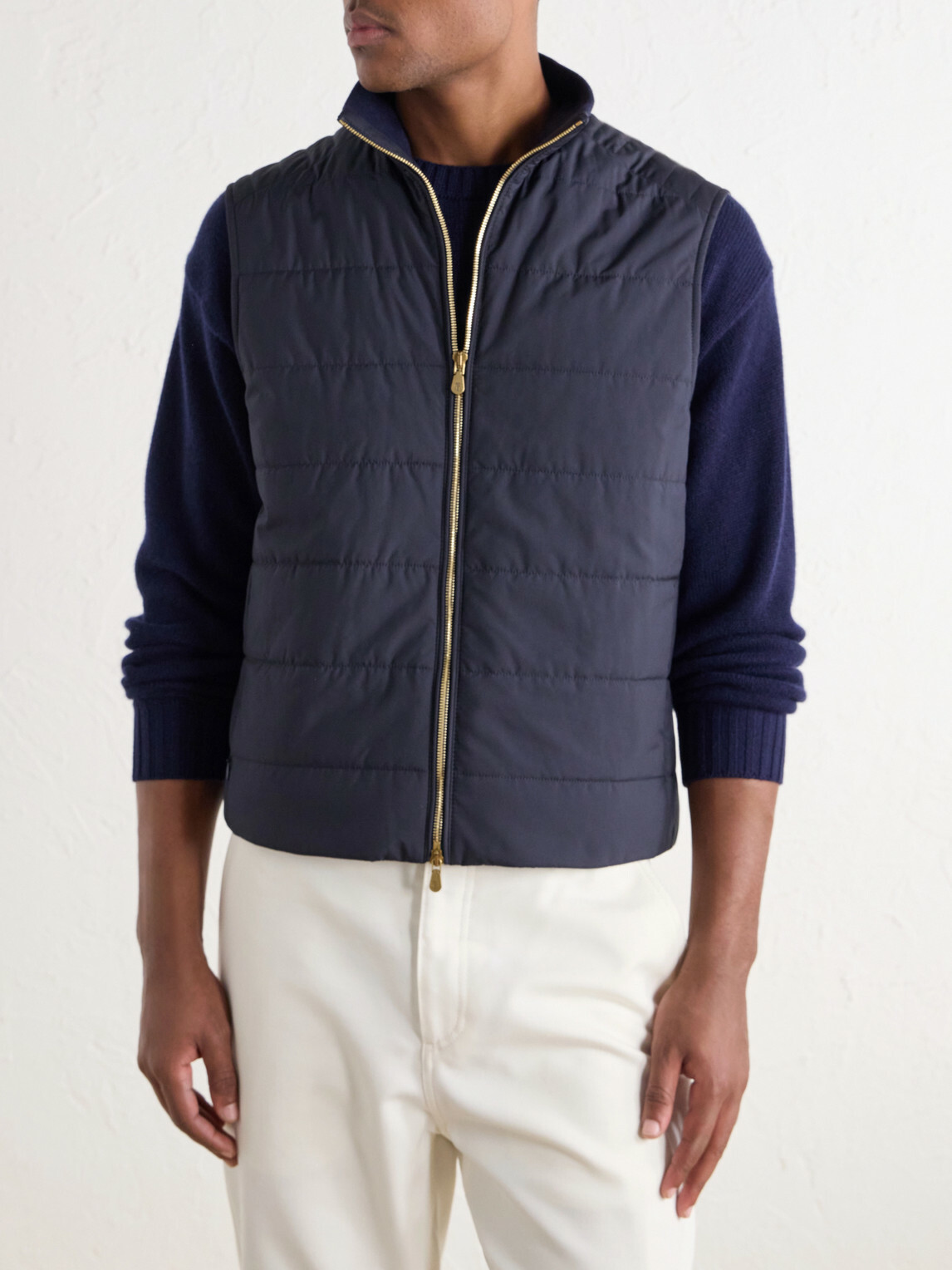 Brunello Cucinelli - Herringbone Wool and Cotton-Blend Twill Jacket with Detachable Shell Liner - Blue