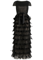 Huishan Zhang Michelle Feather-embellished Tulle Midi Dress Black