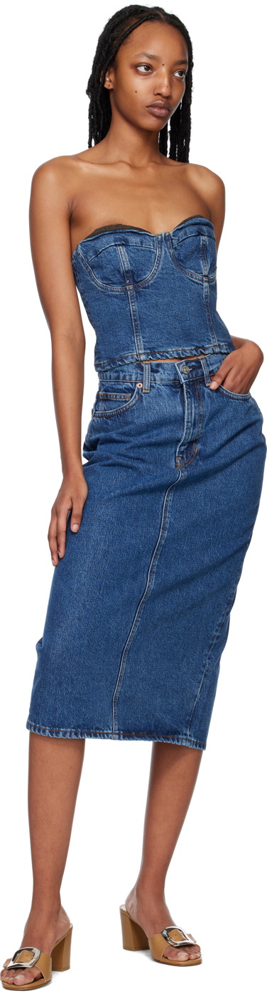 Jayde High Rise Denim Midi Skirt - Sustainable Denim