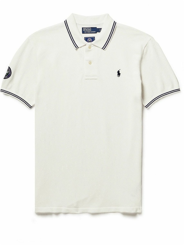 Photo: Polo Ralph Lauren - Wimbledon Logo-Embroidered Appliquéd Cotton-Piqué Polo Shirt - White