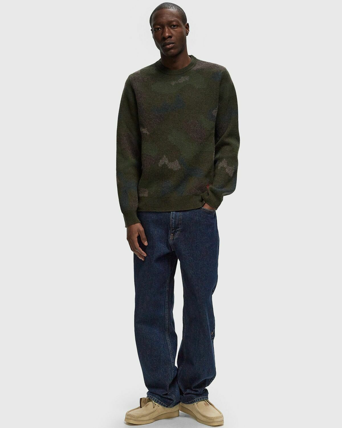 WOOLRICH BLACK LABEL - LAMBSWOOL CAMO CREWNECK Green Mens Pullover