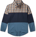 Monitaly - Panelled Checked Cotton, Ripstop and Shell Pullover Jacket - Blue