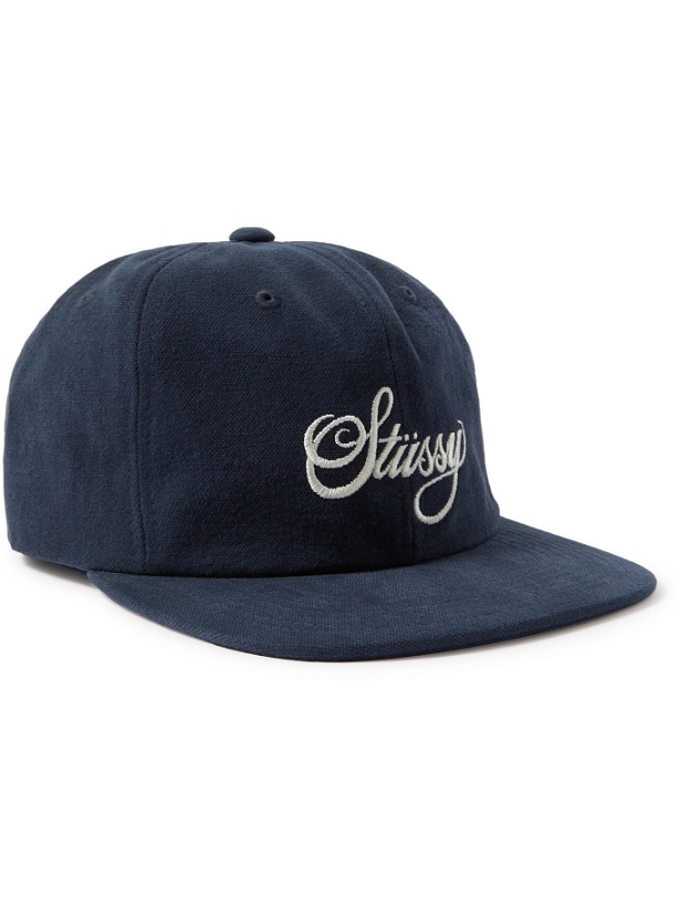 Photo: STÜSSY - Logo-Embroidered Cotton-Canvas Baseball Cap - Blue