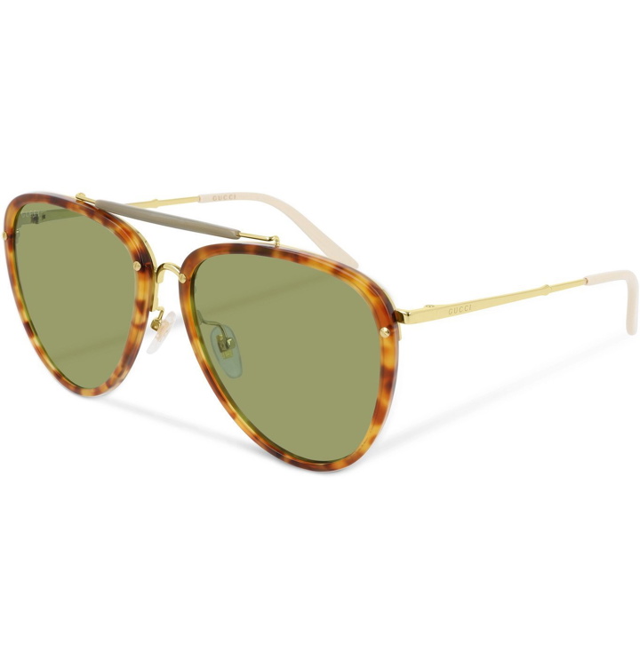 Photo: Gucci - Aviator-Style Tortoiseshell Acetate and Gold-Tone Sunglasses - Tortoiseshell