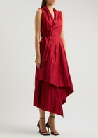 Marques' Almeida Asymmetric Cotton-blend Midi Wrap Dress Red