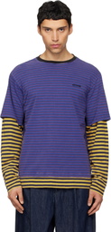 We11done Blue & Yellow Layered Stripe Long-Sleeve T-shirt