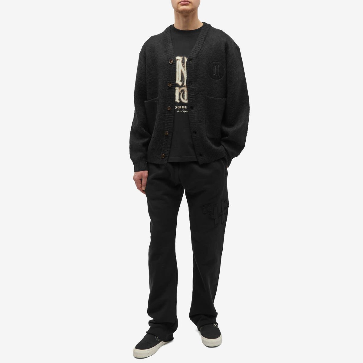 Honor the Gift Men's Stamp Patch Cardigan in Black Honor the
