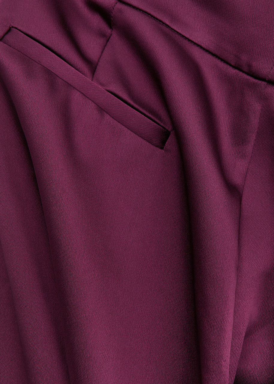 Simkhai Kyra Wide-leg Satin Trousers Burgundy