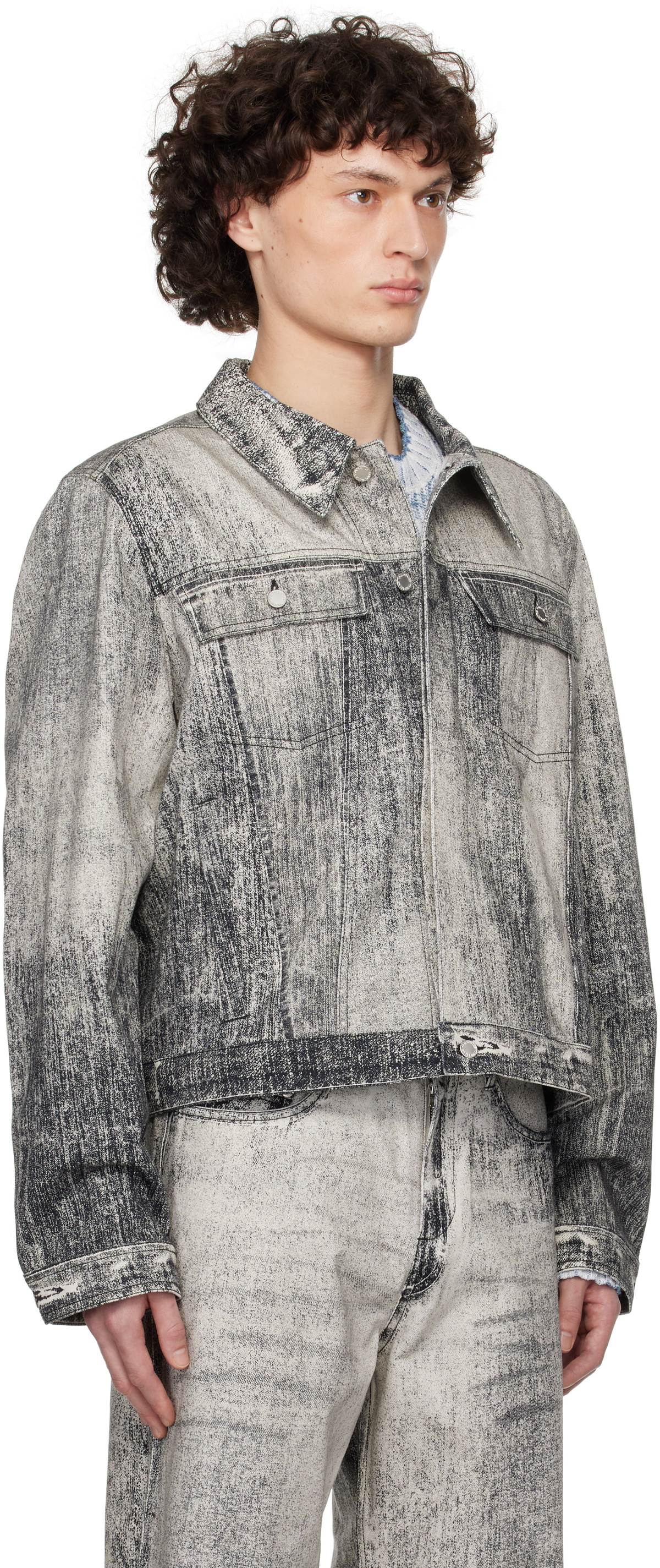 CAMPERLAB Gray Paint Print Denim Jacket