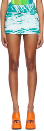 AGR Blue Printed Denim Miniskirt