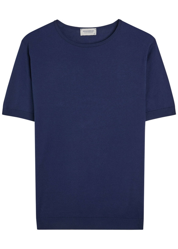 Photo: John Smedley Belden Fine-knit Cotton T-shirt Dark Blue