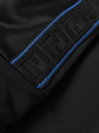 Fendi - Logo Jacquard-Trimmed Jersey Half-Zip Hoodie - Black