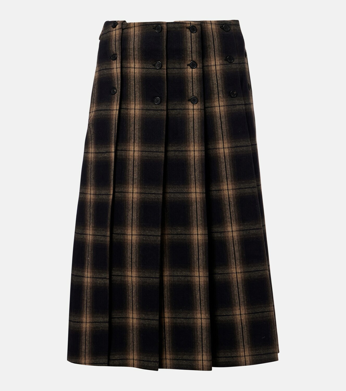 The Attico Plaid pleated cotton midi skirt