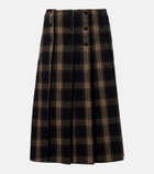 The Attico Plaid pleated cotton midi skirt
