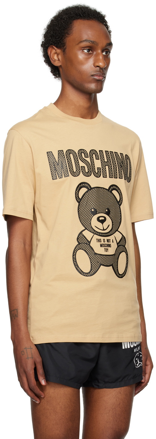 【関税込み】Moschino ベージュ Teddy パッチ Tシャツ Moschino Beige Teddy Mesh T-Shirt Moschino
