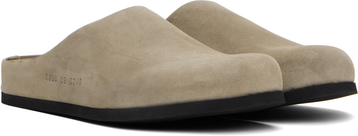 Common Projects Taupe Suede Clog Loafers