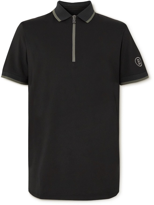 Photo: Bogner - Cody Logo-Embroidered Stretch-Jersey Half-Zip Golf Polo Shirt - Black