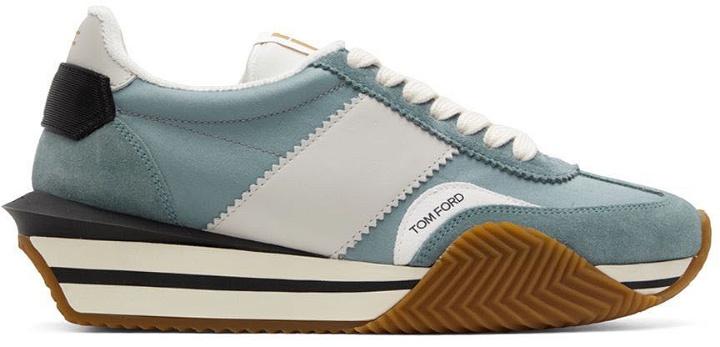 Photo: TOM FORD Blue James Low-Top Sneakers