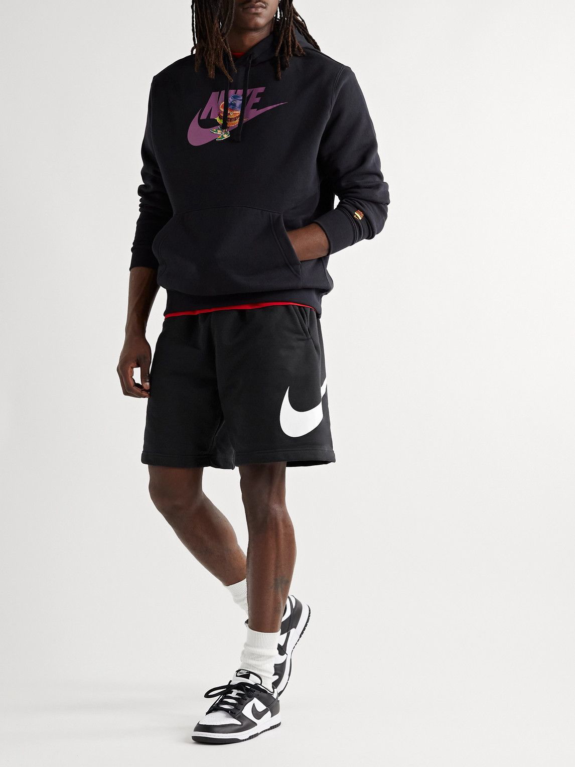 Nike - Sportswear Club Straight-Leg Logo-Print Cotton-Blend Jersey Shorts -  Black