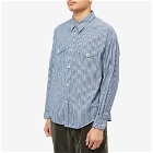 Visvim Men's Frontier Striped Chambray Shirt in Indigo Stripe