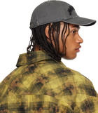 Palm Angels Gray Curved Logo Distressed Cap