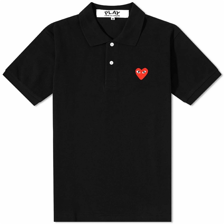 Photo: Comme des Garçons Play Men's Red Heart Polo Shirt in Black/Red