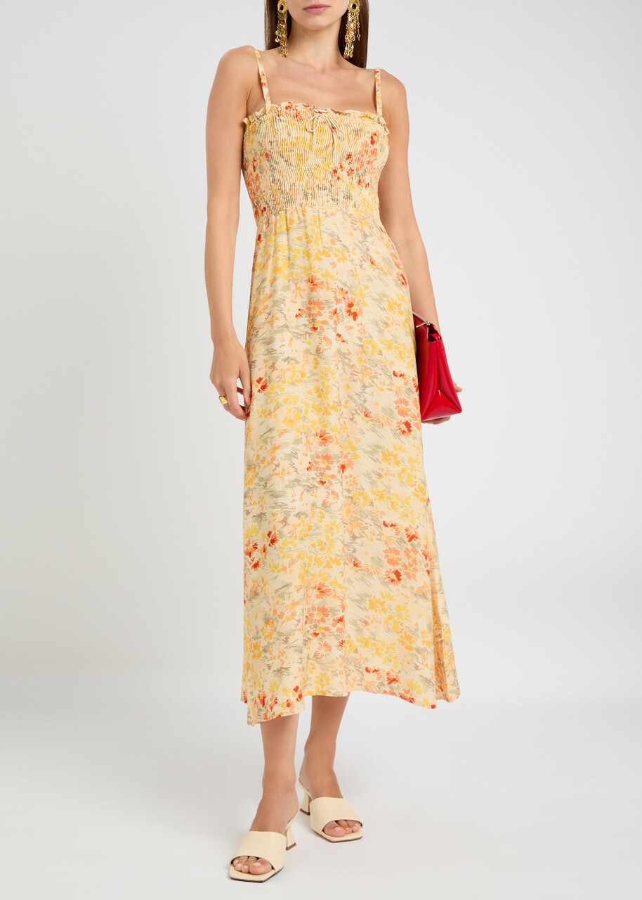 Faithfull The Brand Sorana Floral-printed Woven Midi Dress Yellow